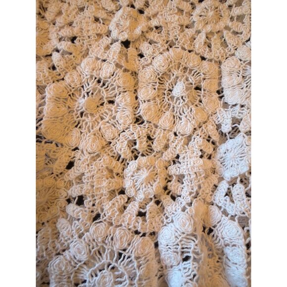 Zara White Crocheted Granny Cottage Long Sleeve Cardigan Sweater Medium - Picture 2 of 5